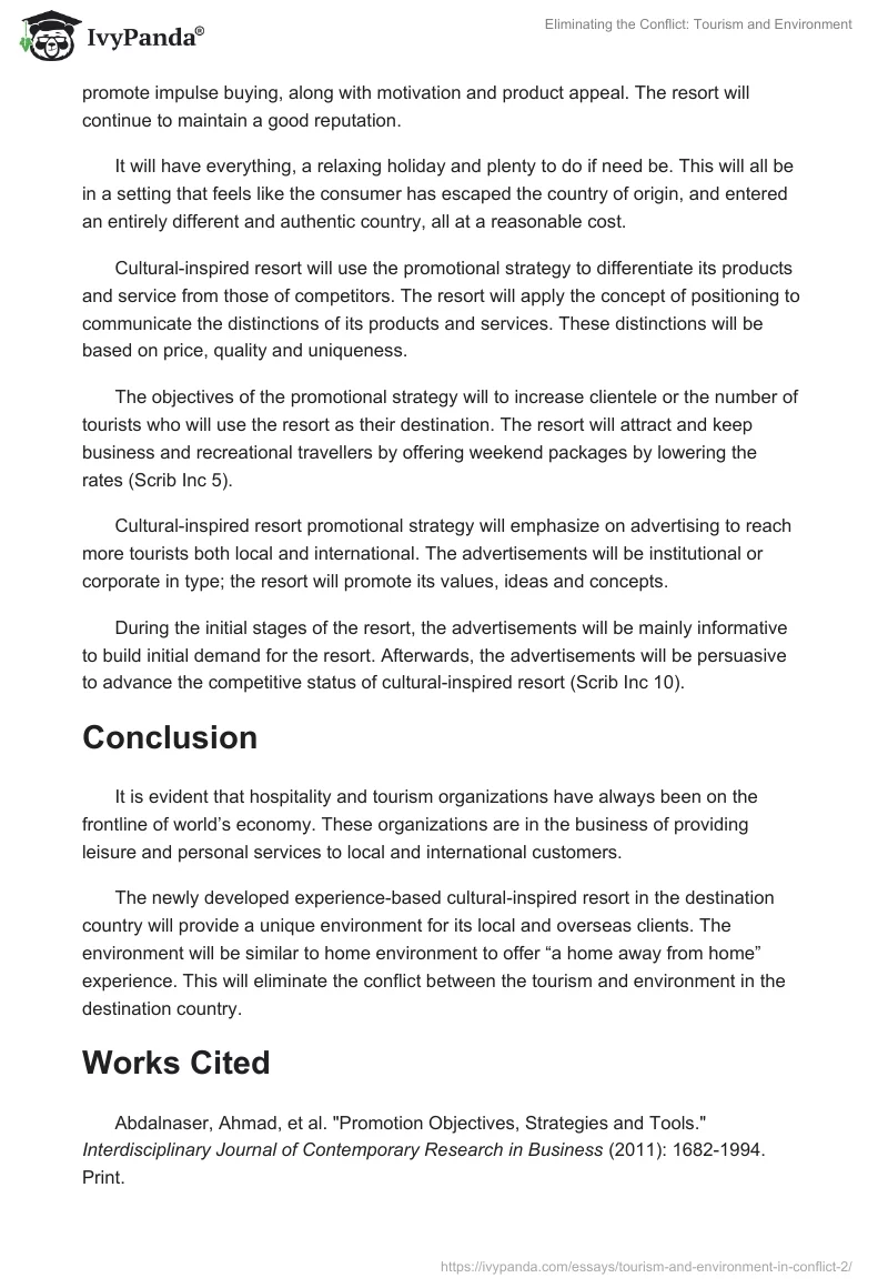 Eliminating the Conflict: Tourism and Environment. Page 5