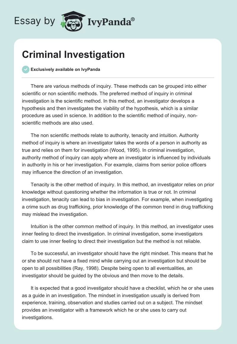 Criminal Investigation. Page 1