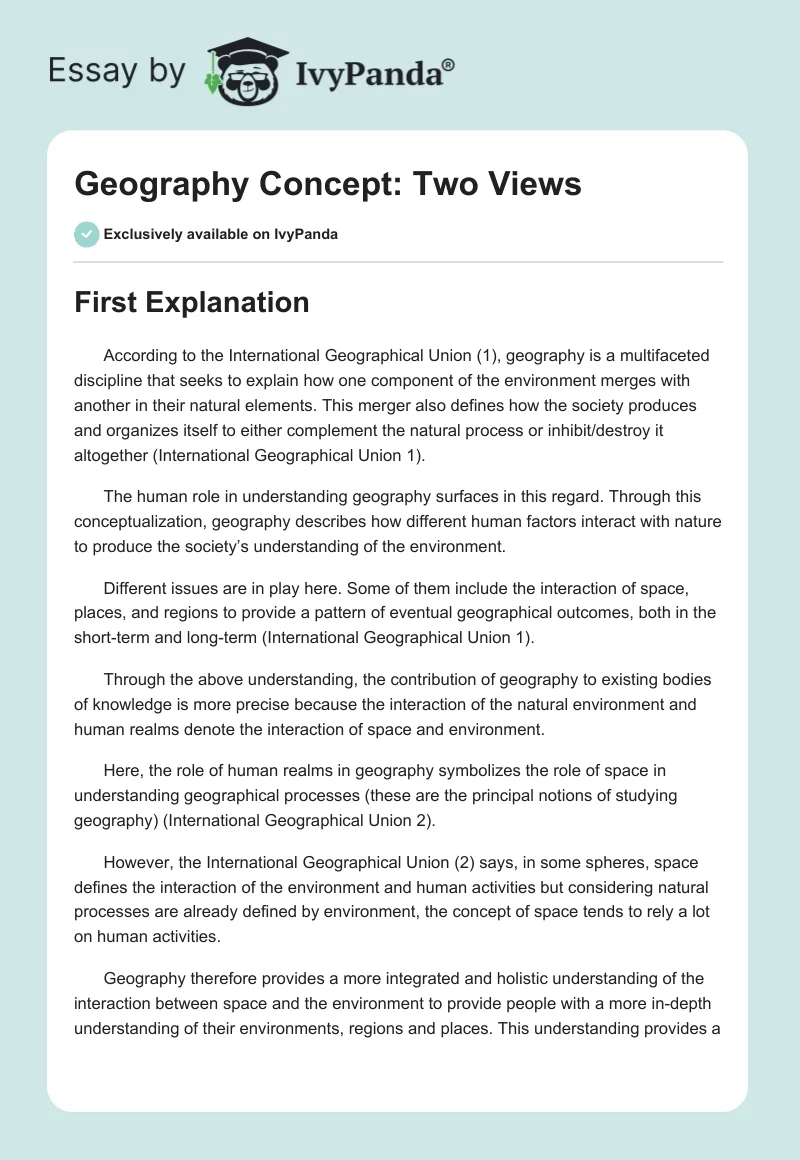 Geography Concept: Two Views. Page 1