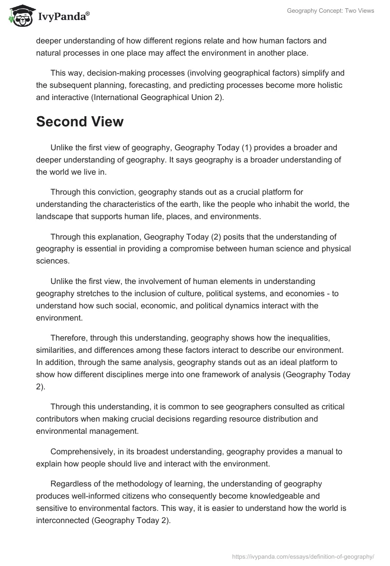 Geography Concept: Two Views. Page 2