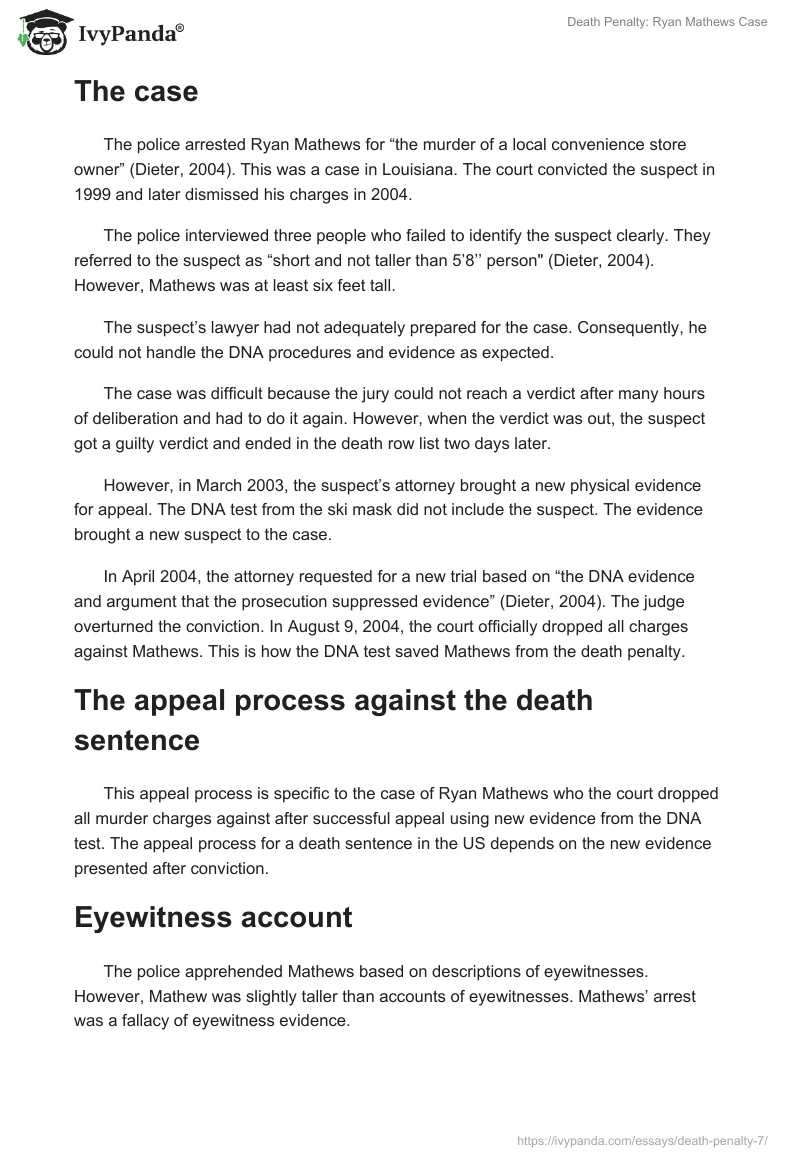 Death Penalty: Ryan Mathews Case. Page 2