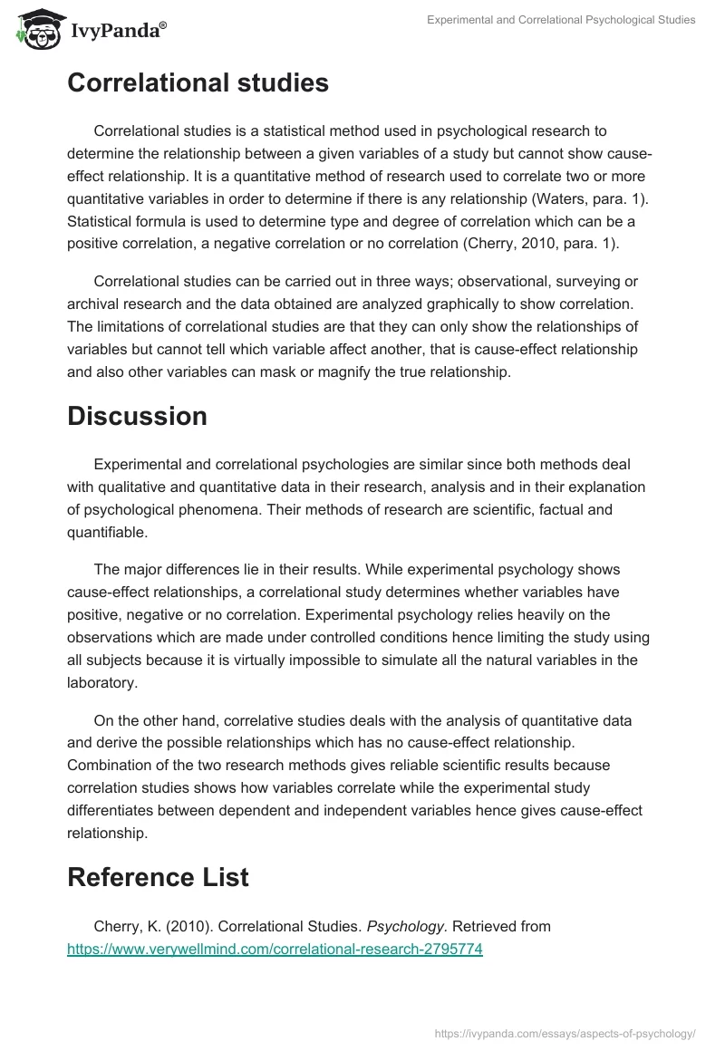 Experimental and Correlational Psychological Studies. Page 2