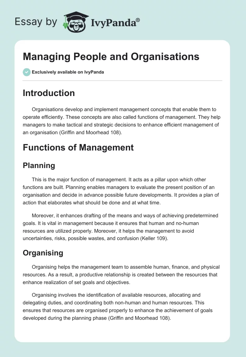 Managing People and Organisations. Page 1