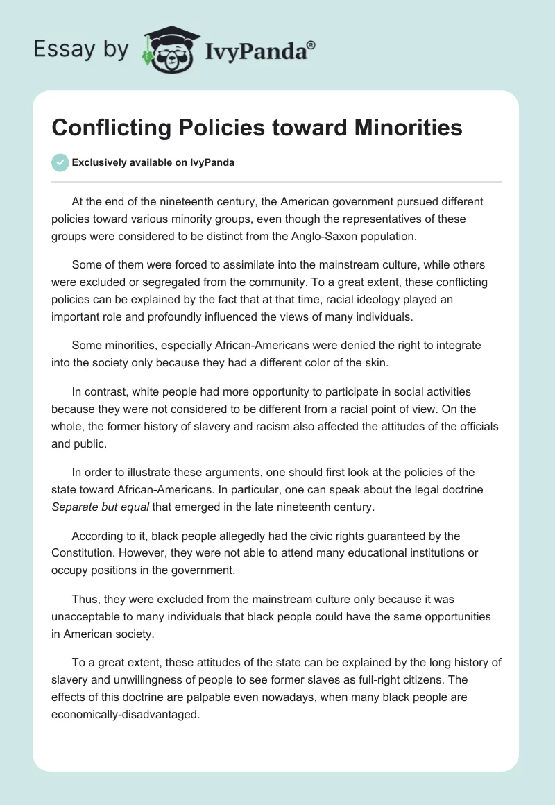 Conflicting Policies toward Minorities. Page 1