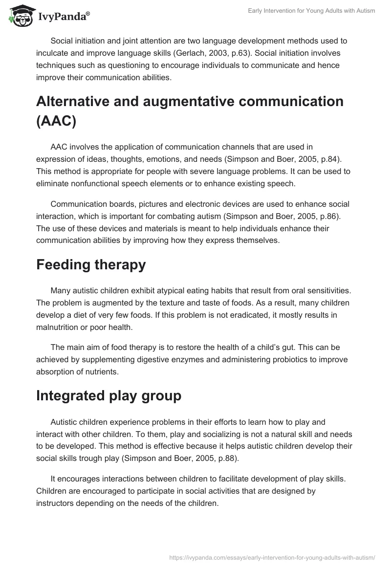 Early Intervention for Young Adults With Autism. Page 4