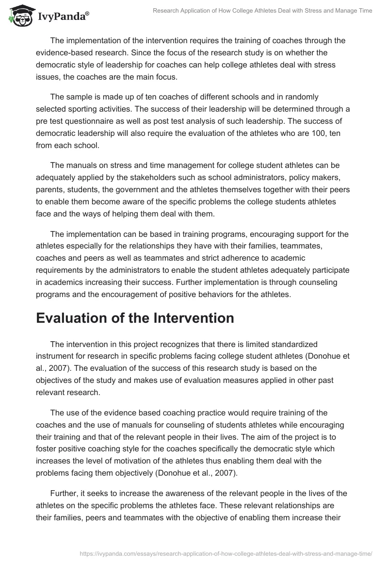 Research Application of How College Athletes Deal with Stress and Manage Time. Page 4