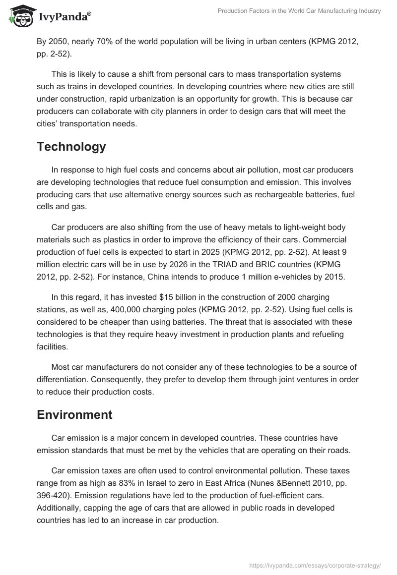 Production Factors in the World Car Manufacturing Industry. Page 4