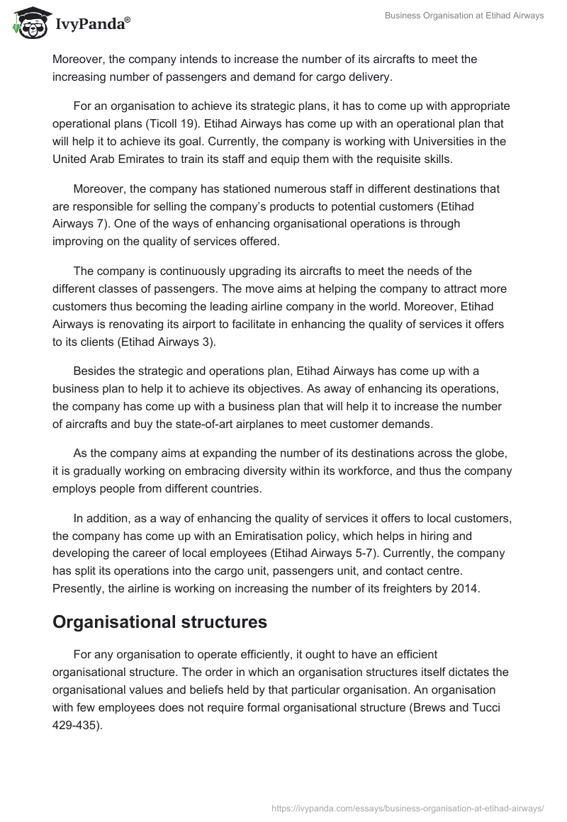 Business Organisation at Etihad Airways. Page 2
