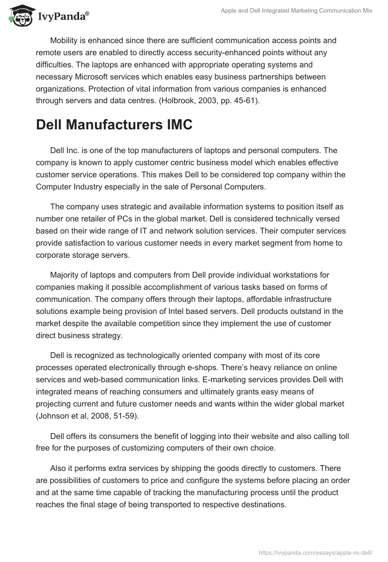 Apple and Dell Integrated Marketing Communication Mix. Page 2