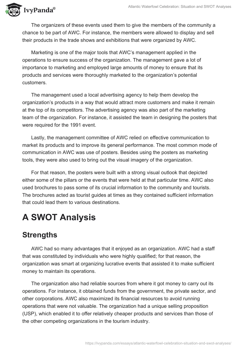 Atlantic Waterfowl Celebration: Situation and SWOT Analyses. Page 2