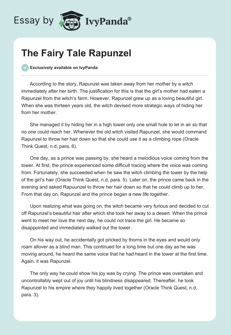 The Fairy Tale Rapunzel. Page 1