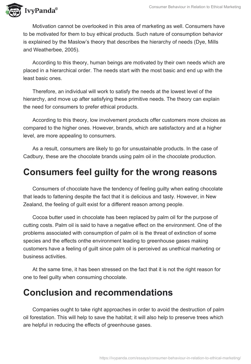 Consumer Behaviour in Relation to Ethical Marketing. Page 4