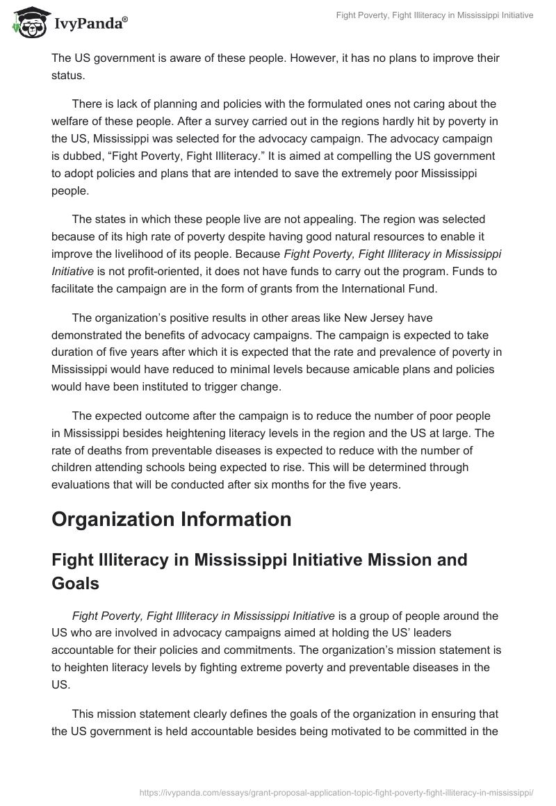 Fight Poverty, Fight Illiteracy in Mississippi Initiative. Page 2