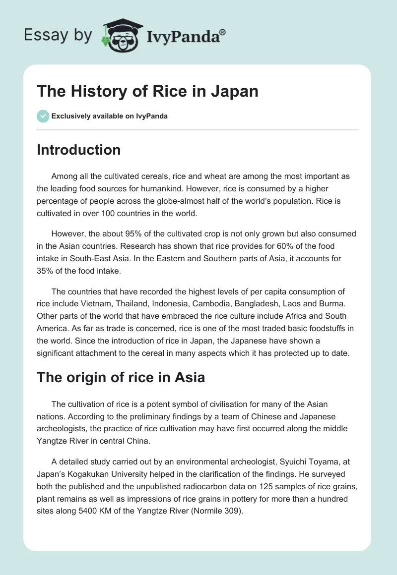 The History of Rice in Japan. Page 1