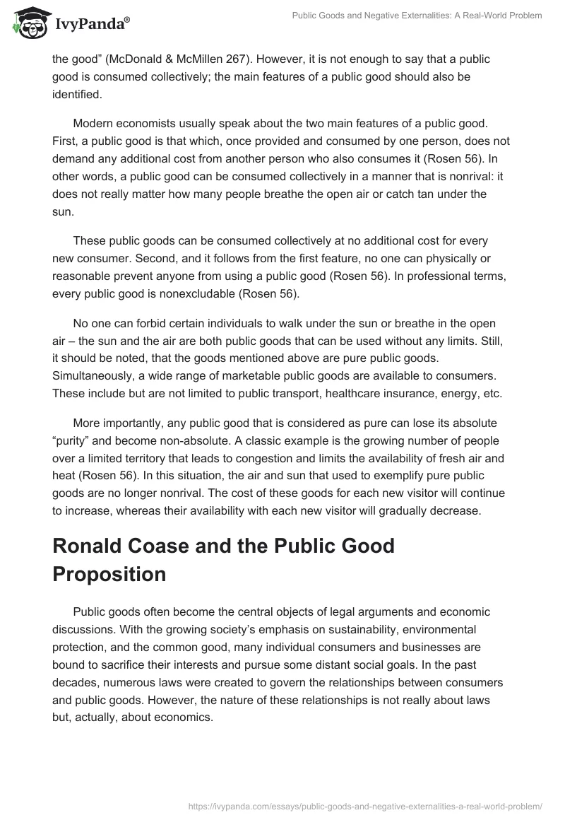 Public Goods and Negative Externalities: A Real-World Problem. Page 2
