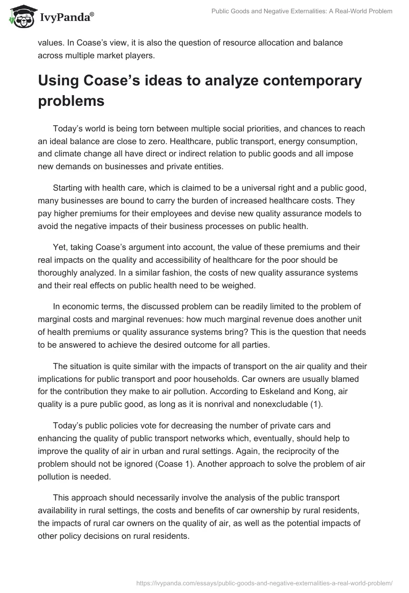 Public Goods and Negative Externalities: A Real-World Problem. Page 4