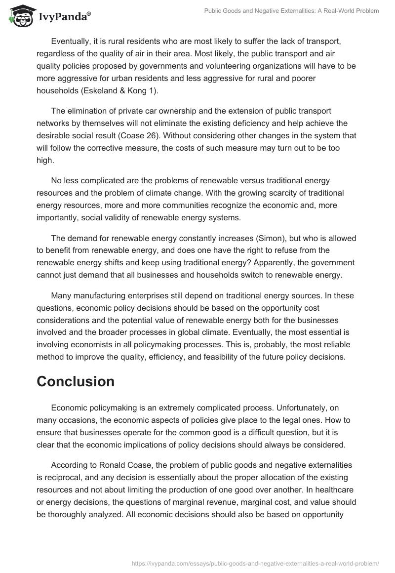 Public Goods and Negative Externalities: A Real-World Problem. Page 5