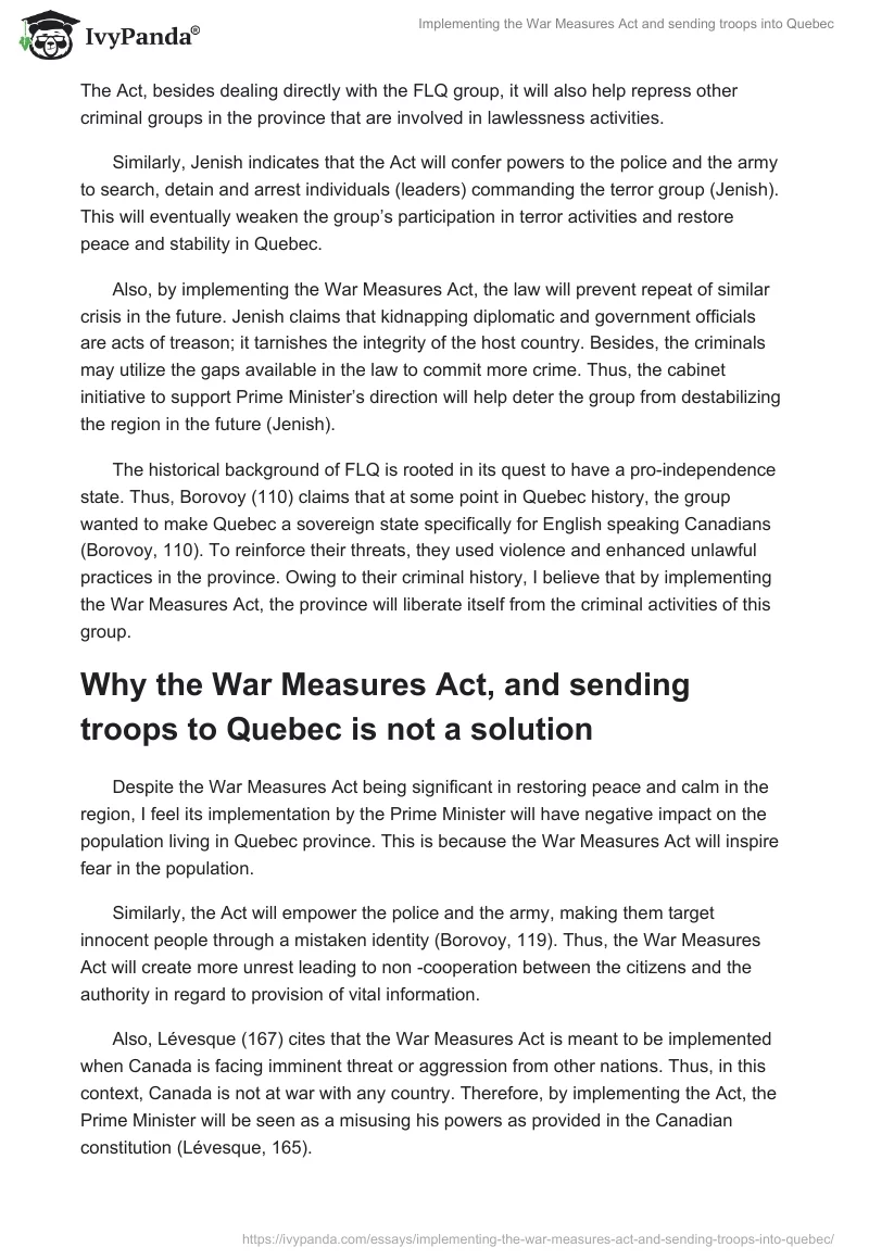 Implementing the War Measures Act and Sending Troops Into Quebec. Page 2