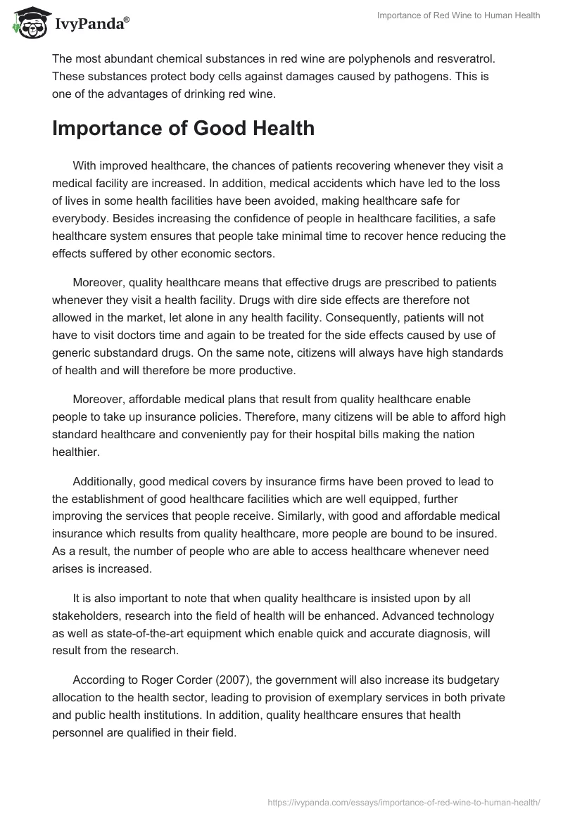 Importance of Red Wine to Human Health. Page 2