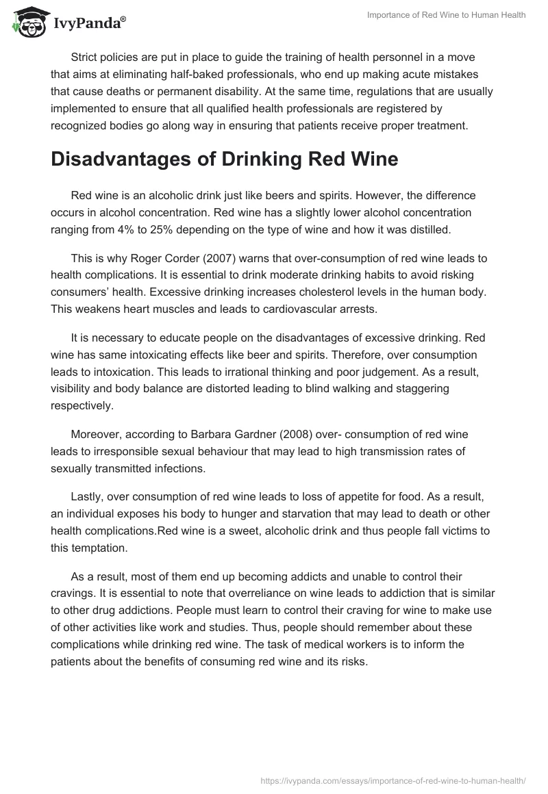 Importance of Red Wine to Human Health. Page 3