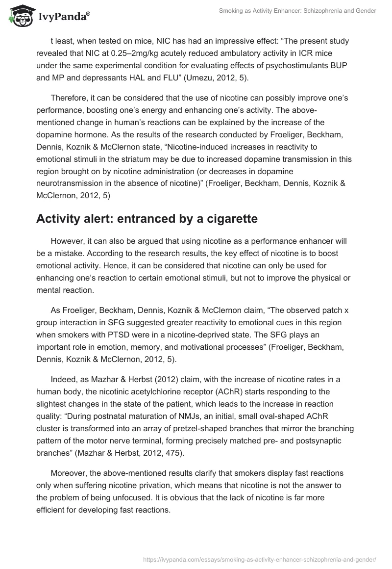 Smoking as Activity Enhancer: Schizophrenia and Gender. Page 2