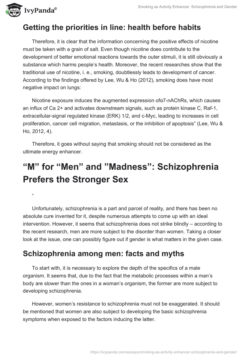 Smoking as Activity Enhancer: Schizophrenia and Gender. Page 3