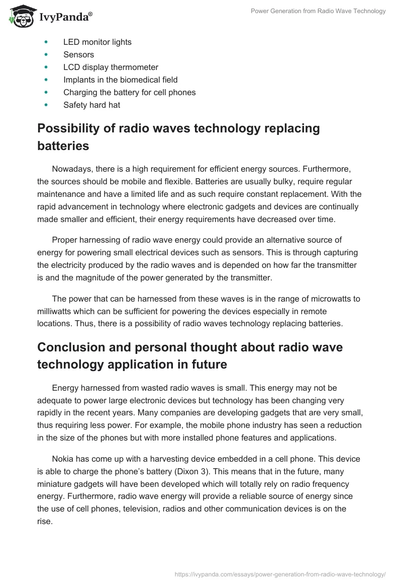 Power Generation from Radio Wave Technology. Page 5