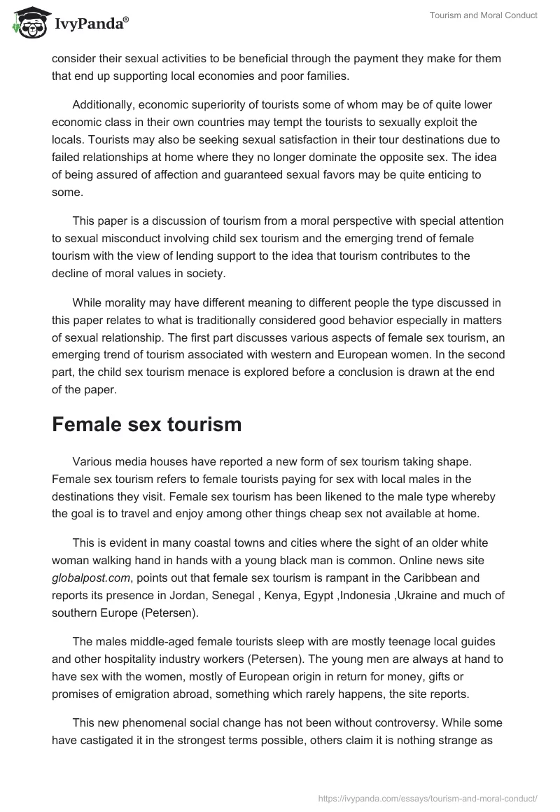 Tourism and Moral Conduct. Page 2