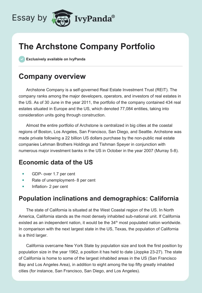 The Archstone Company Portfolio. Page 1