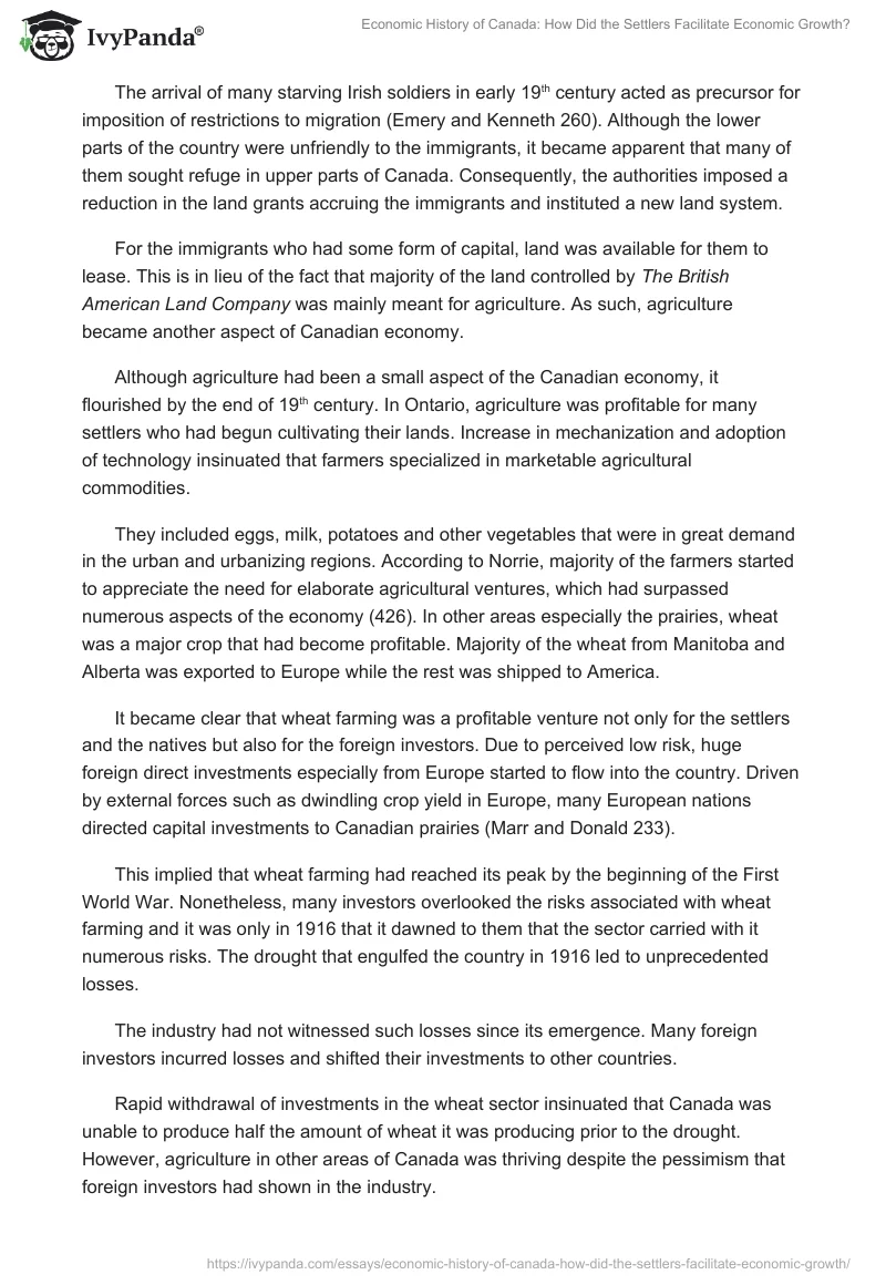 Economic History of Canada: How Did the Settlers Facilitate Economic Growth?. Page 4