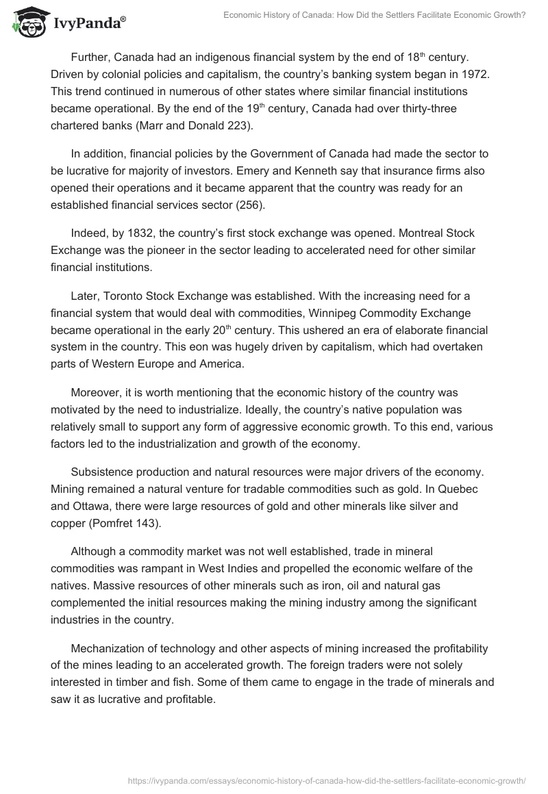 Economic History of Canada: How Did the Settlers Facilitate Economic Growth?. Page 5