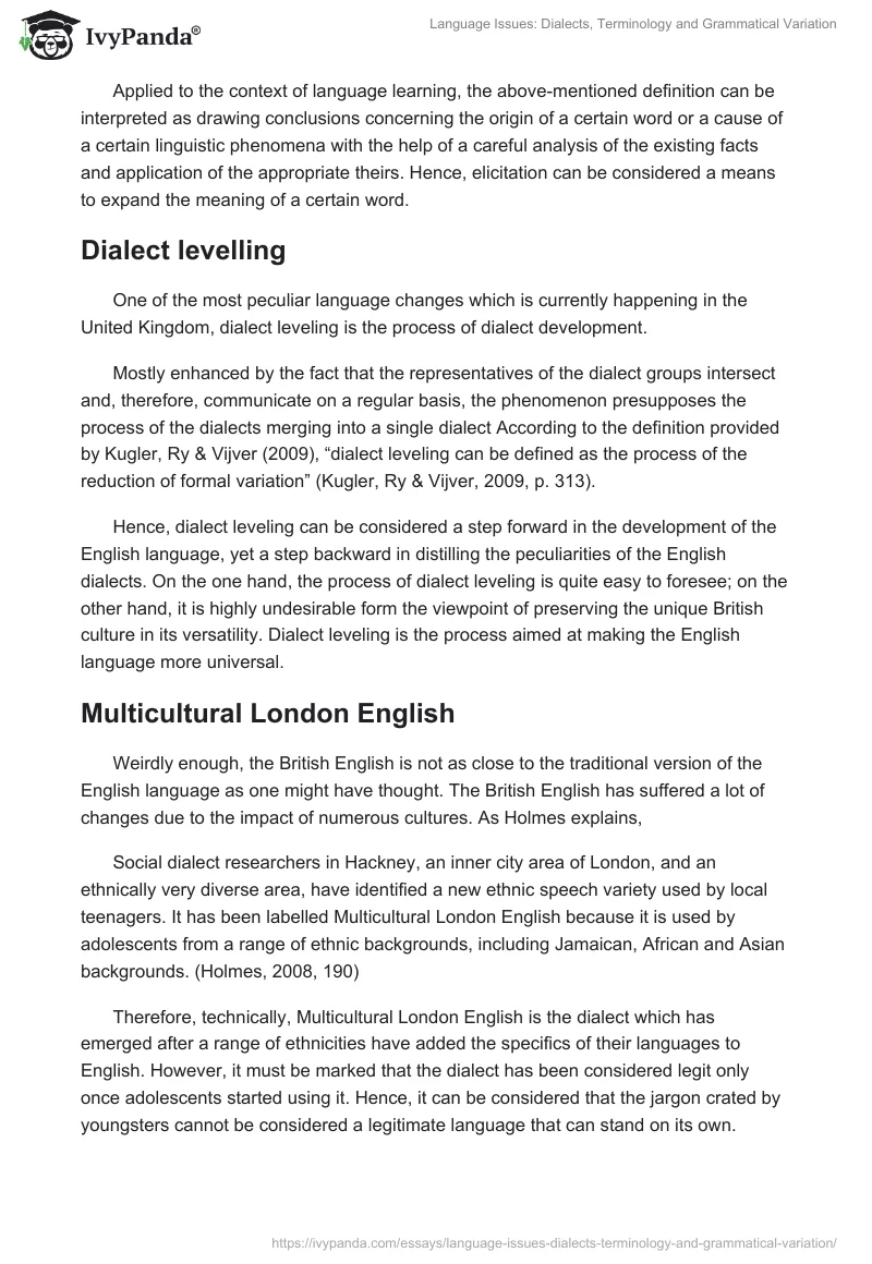 Language Issues: Dialects, Terminology and Grammatical Variation. Page 4