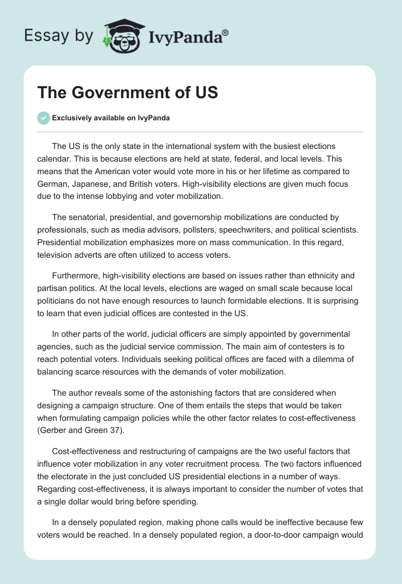 The Government of US. Page 1