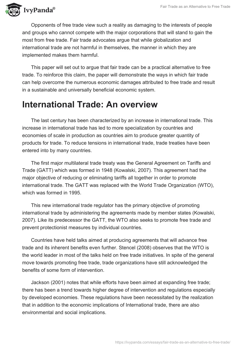 Fair Trade as an Alternative to Free Trade. Page 2