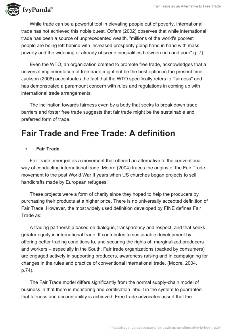 Fair Trade as an Alternative to Free Trade. Page 3