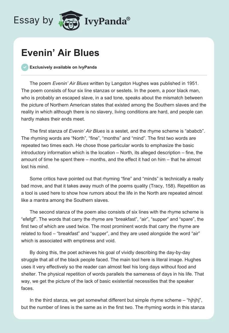 Evenin’ Air Blues. Page 1