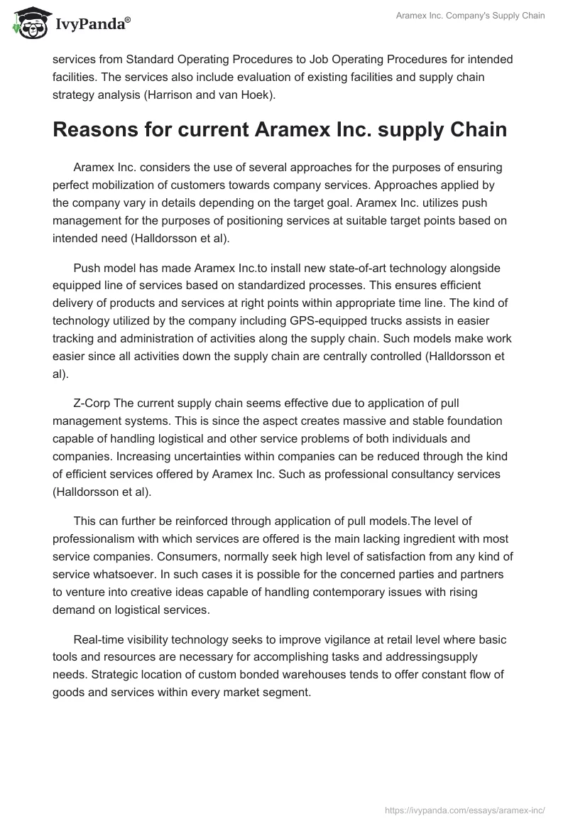 Aramex Inc. Company's Supply Chain. Page 5