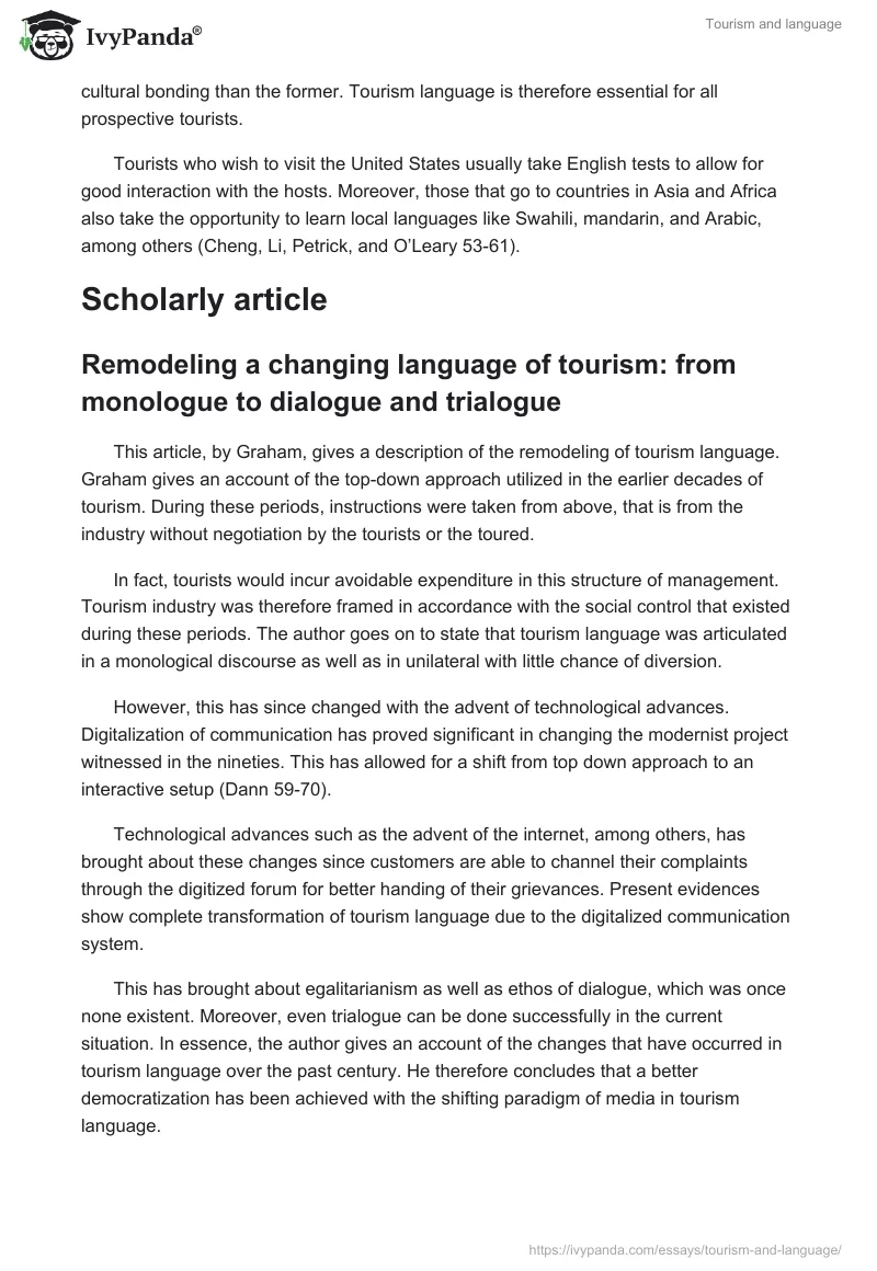 Tourism and language. Page 2