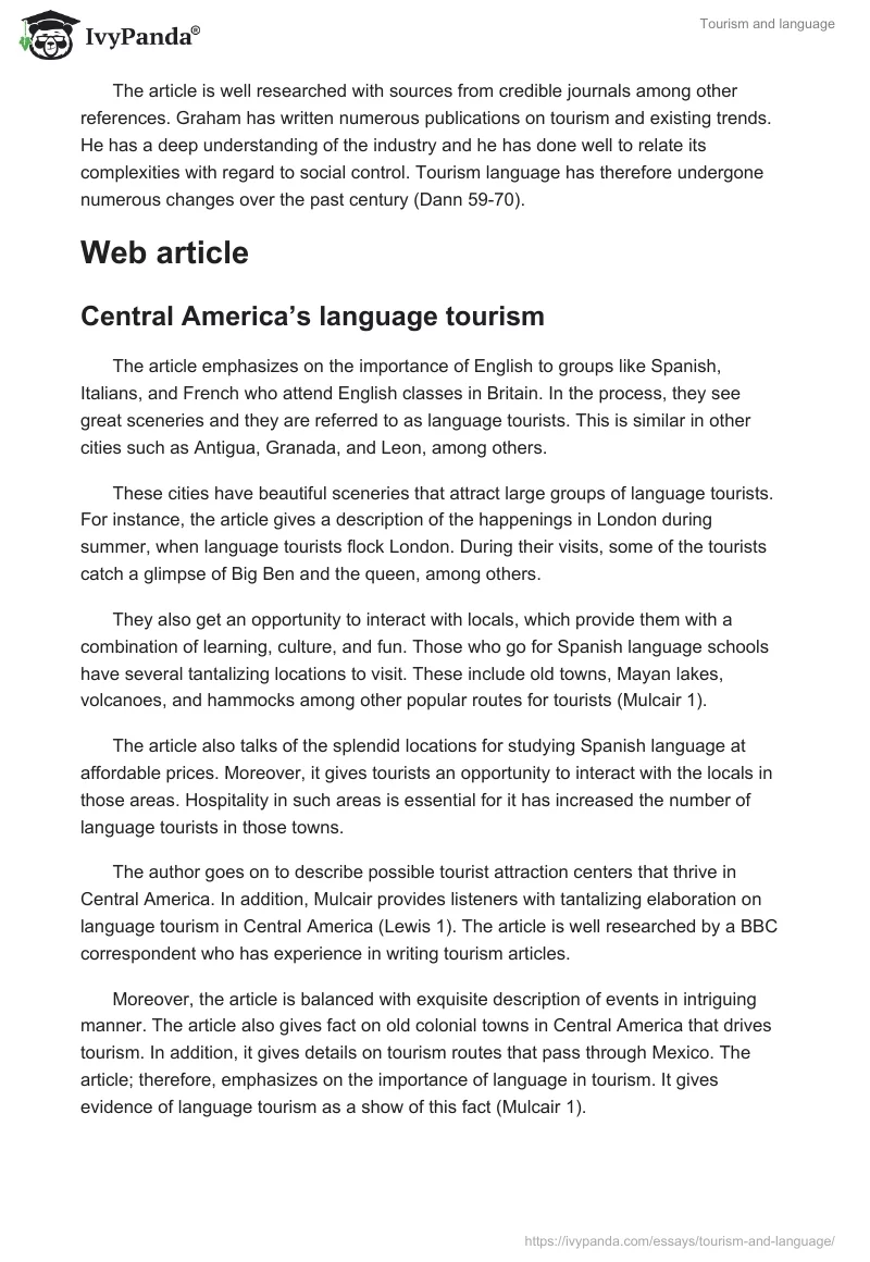 Tourism and language. Page 3