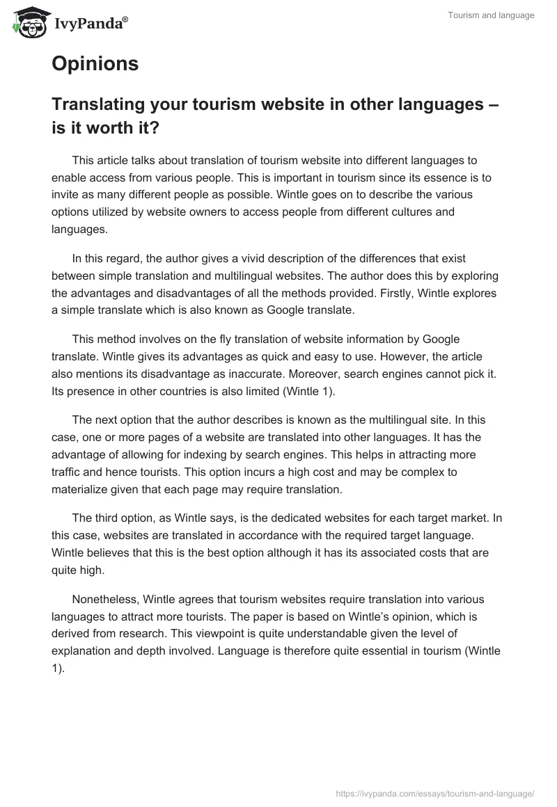 Tourism and language. Page 4