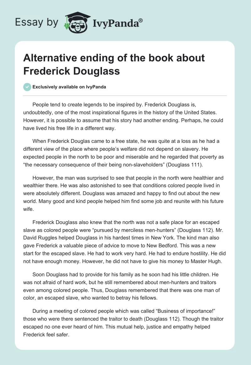 Alternative ending of the book about Frederick Douglass. Page 1