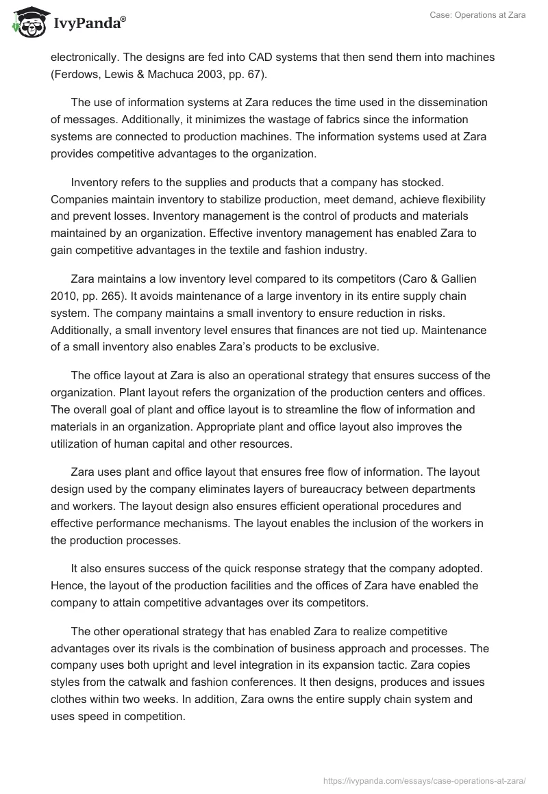 Case: Operations at Zara. Page 3
