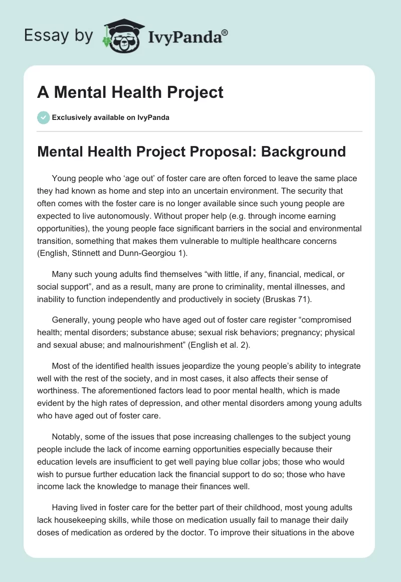 mental health proposal essay topics