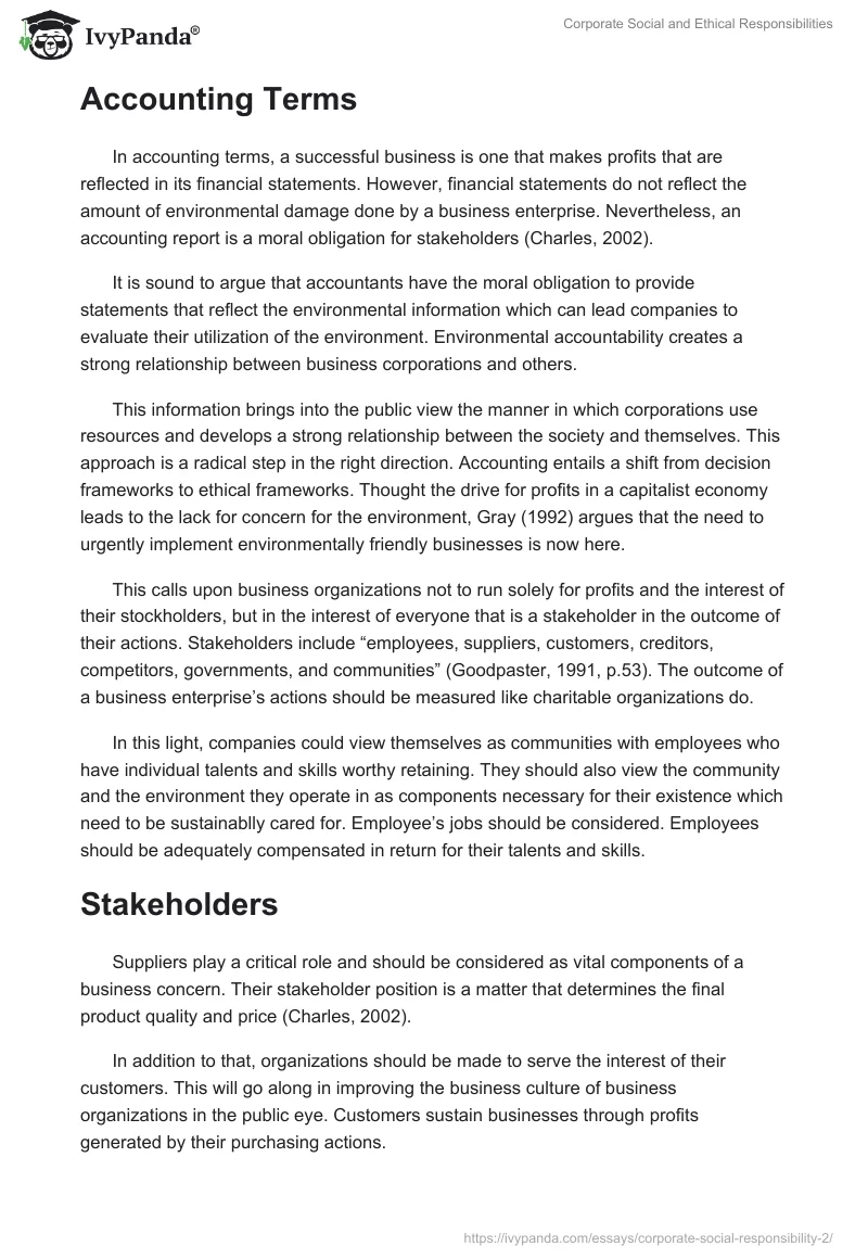 Corporate Social and Ethical Responsibilities. Page 3