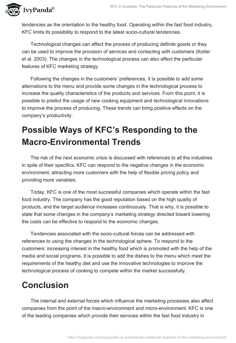 KFC in Australia: The Particular Features of the Marketing Environment. Page 4