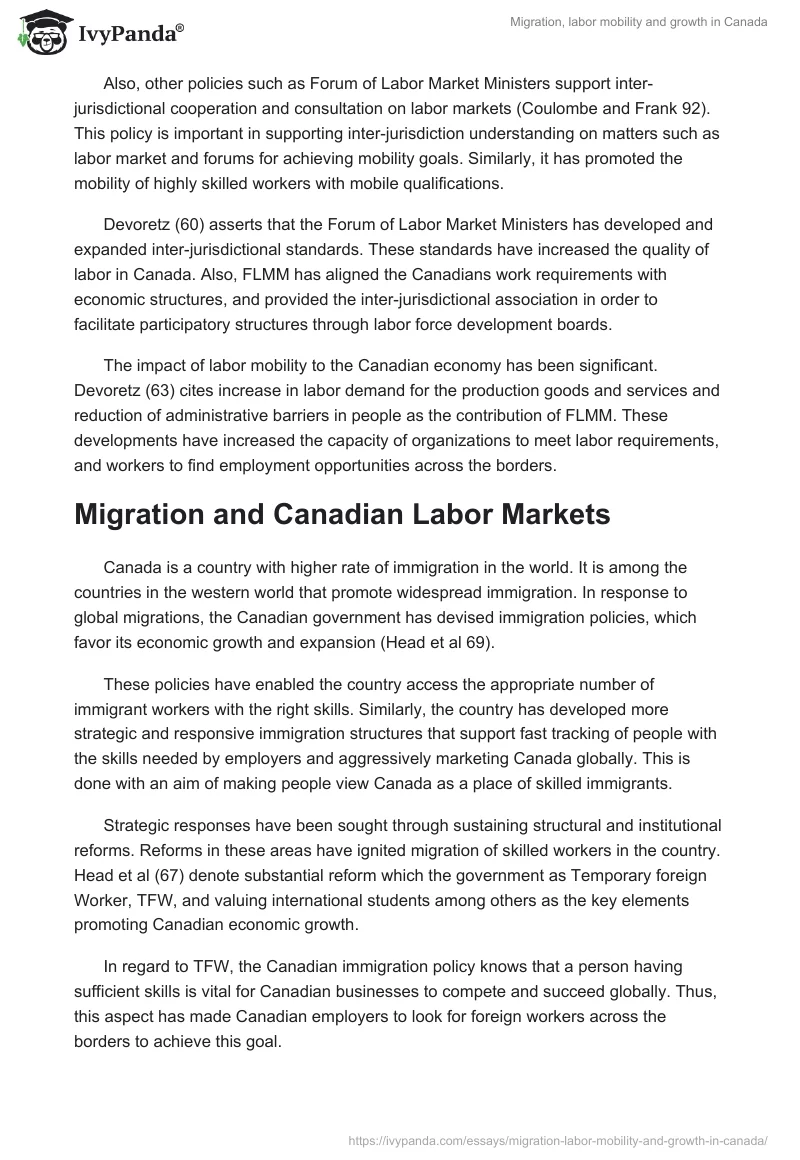 Migration, labor mobility and growth in Canada. Page 3