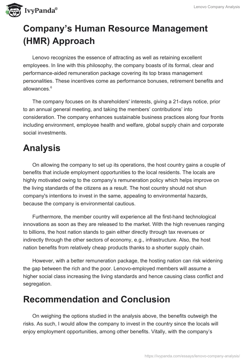 Lenovo Company Analysis. Page 5