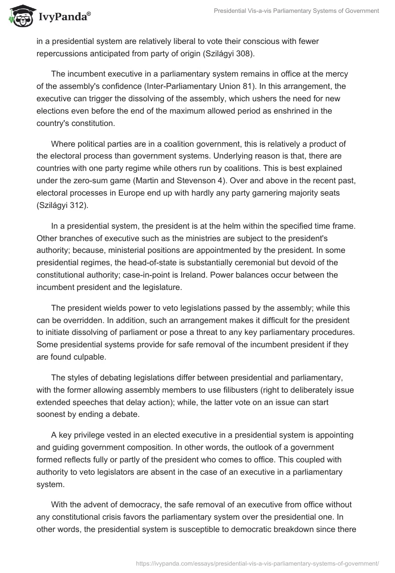 Presidential Vis-a-vis Parliamentary Systems of Government. Page 3