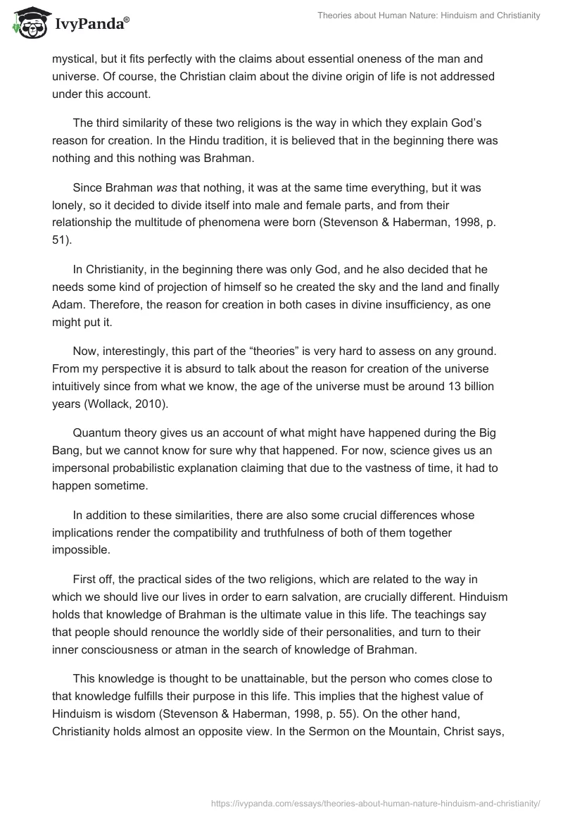 Theories about Human Nature: Hinduism and Christianity. Page 3
