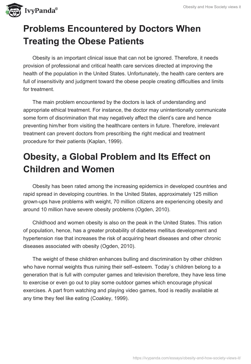 Obesity and How Society Views It. Page 5